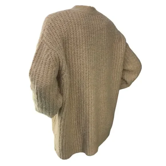 Jenni Kayne Women Size XS Cardigan Cocoon Sweater Knit Alpaca Wool Blend Oatmeal